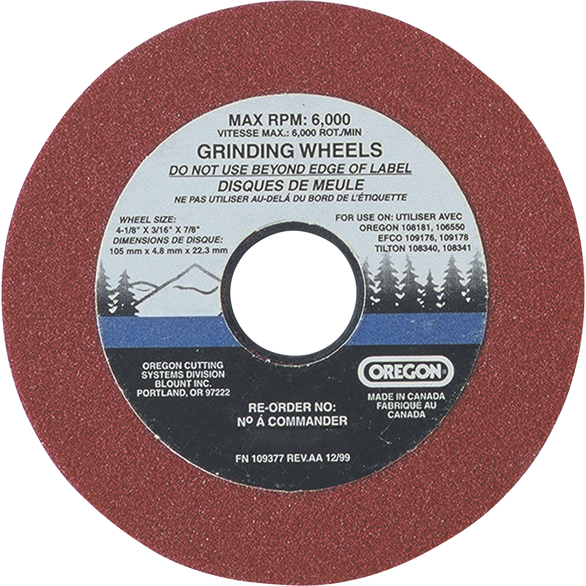 Oregon Chain Sharpener Grinding Wheel, 1/8in. Thickness, For 1/4in., .325in.-Pitch (33, 34, 35 Series Chains Only), Mini 3/8in.-Pitch (90, 91 Series Chains Only)